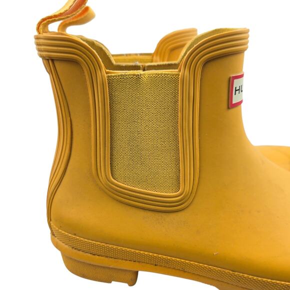 Hunter Ankle Rain Boots Womens 7 Original Chelsea Yellow Logo Gorpcore Dopamine - Picture 2 of 12